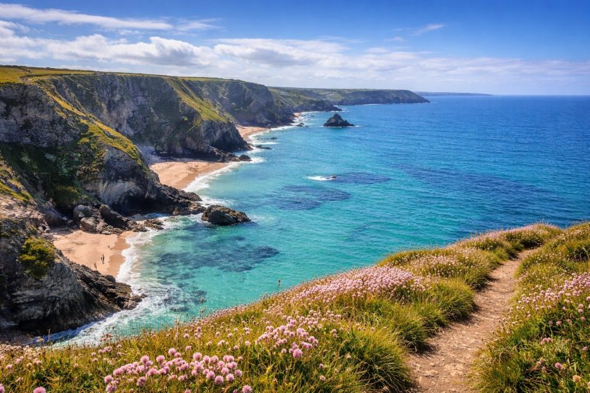Stunning coastal view in Cornwall for travel guide